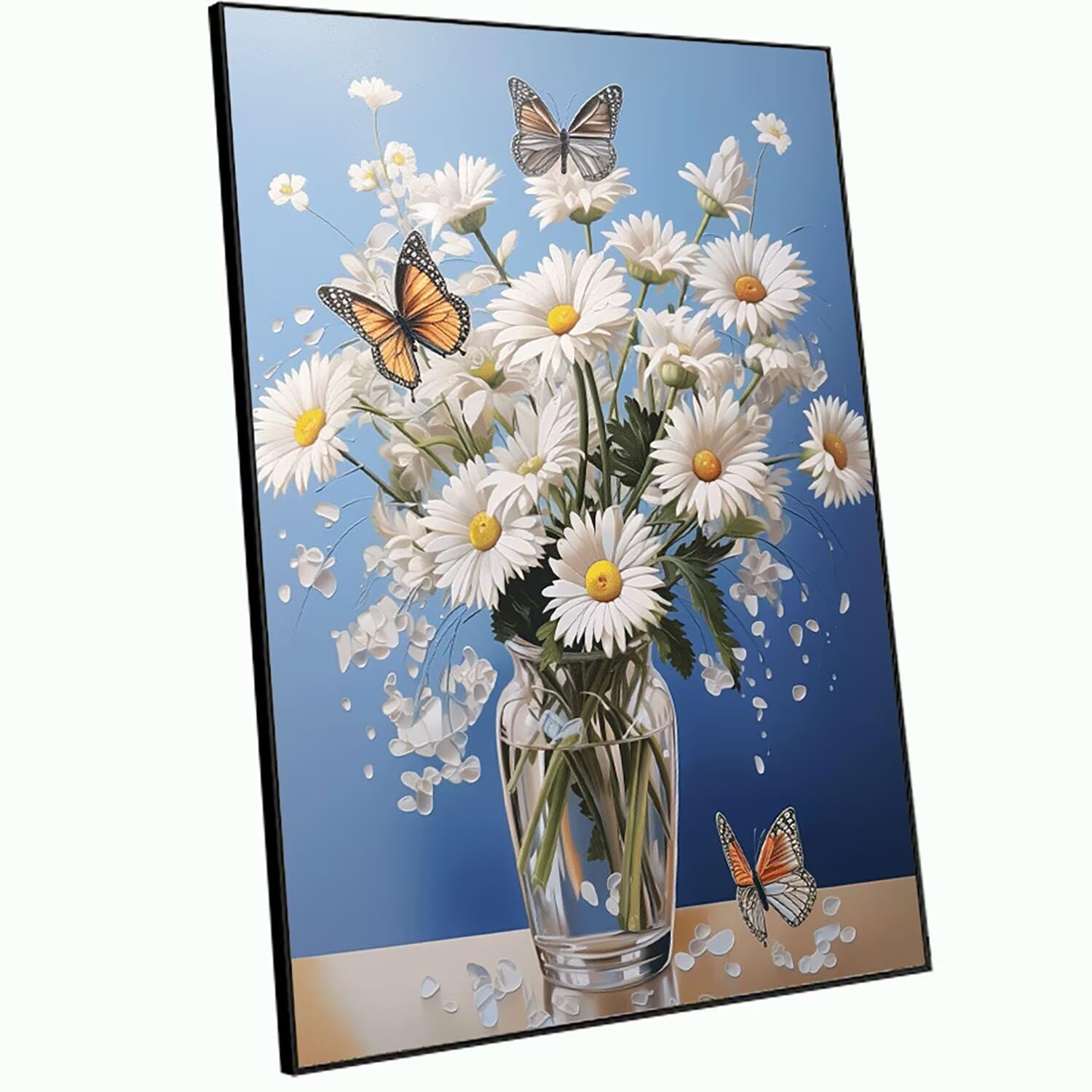 Obraz diamentowy duży 90 x 60 cm motyl malarstwo diamentowe kompletny zestaw, DIY stokrotka mozaika diamentowa malarstwo diamentowe, diamenty, kryształowa sztuka diamentowa, kreatywne obrazy z