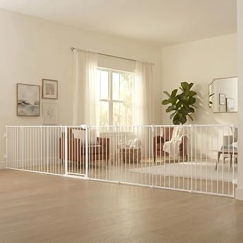 Regalo Safety 192 Super Wide Baby Gate & Play Yard, 2-in-1 Convertible Extra Wide Safety Barrier, Hardware Mounted for Toddlers & Pets, Tested & Safe for 30 Years, American Designed & Owned, White