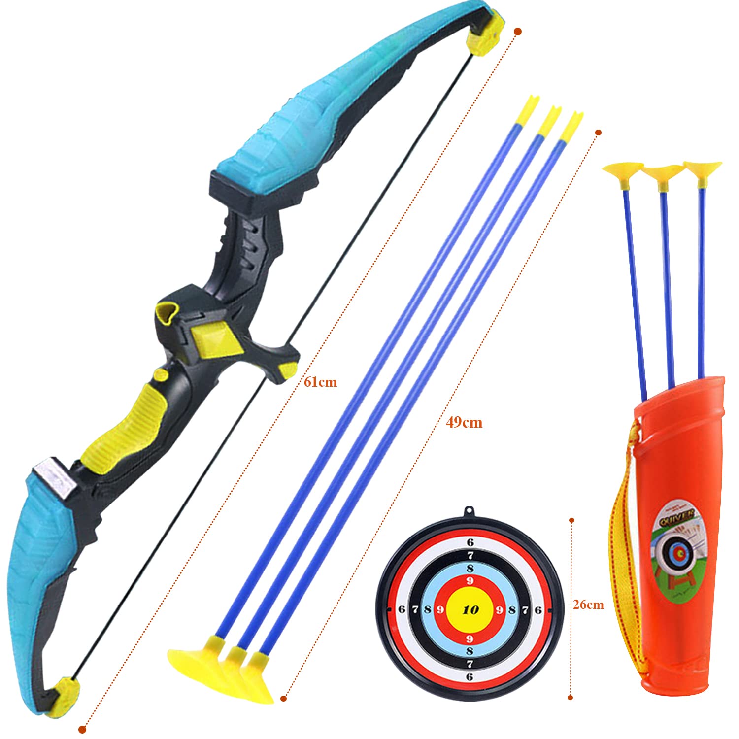 JEU DE TIR à l'Arc Enfants 6 Flèches en Mousse 12 Dards Cadeau Garçons Filles EUR 29,90