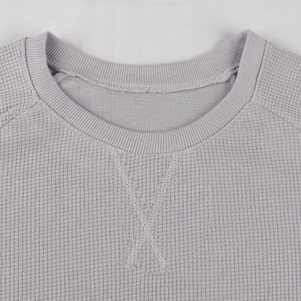 JEEING GEAR Men's Basic Long Sleeve Waffle Sweatshirt Loose Fit Workout Pullover Crewneck Shirt - Image 4