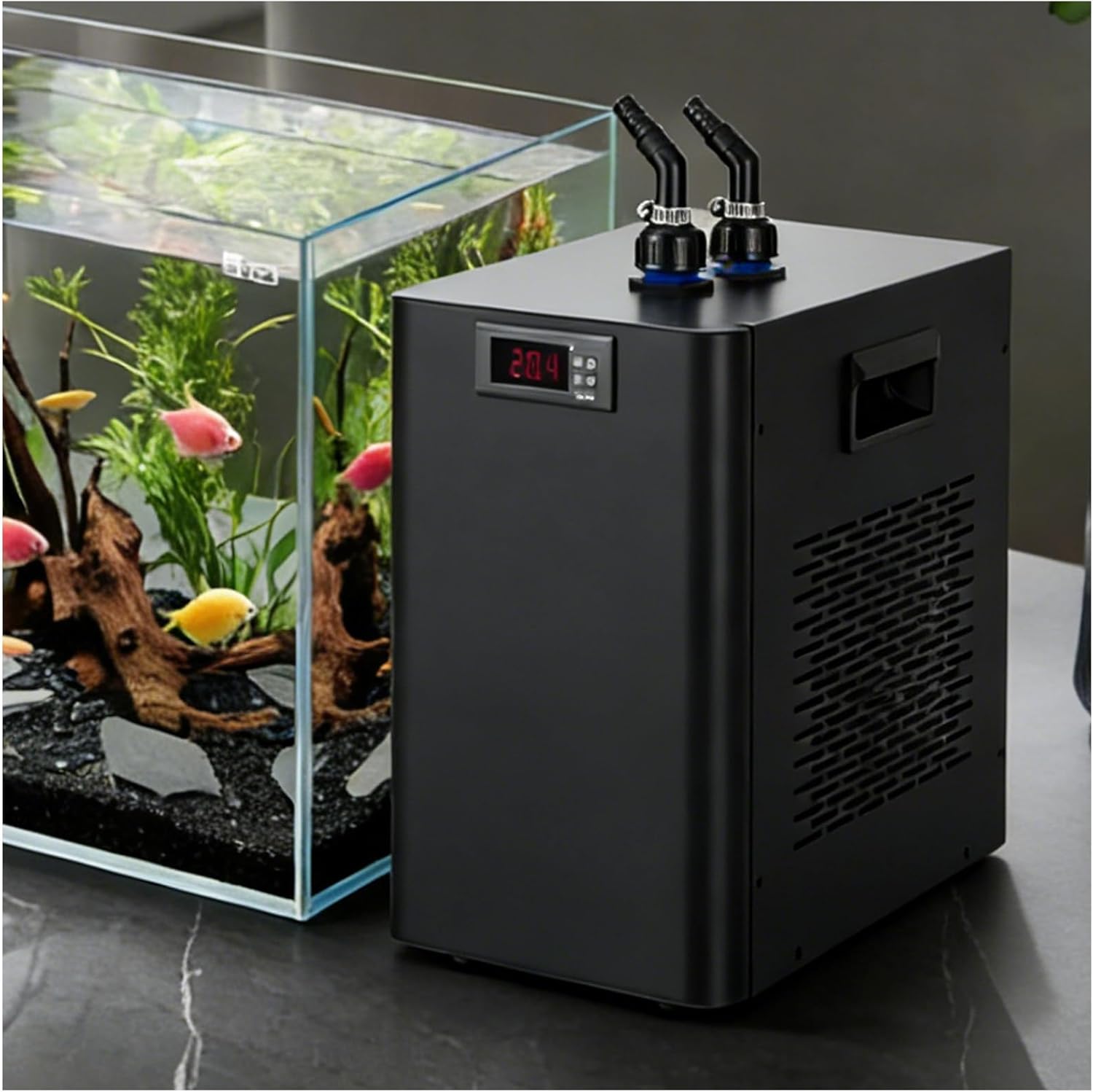 100L/160L/300L Aquarium Chiller, Water Cooler, with Hoses and Water Pumps, Compressor Refrigeration, for Fish Tank and Ice Bath Aquatic Plant 100L(26gal)