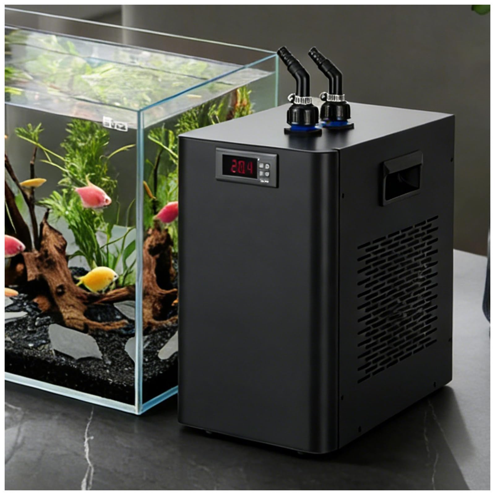 260/270/720W Water Chiller Machine, Cold Plunge Chiller, Mit 3 Meters Schlauch Und Wasserpumpe, LCD-Touchscreen, Einstellbar 5-40℃, Für Salzwasser-Axolotl-Korallenquallen 160L/42.5GAL