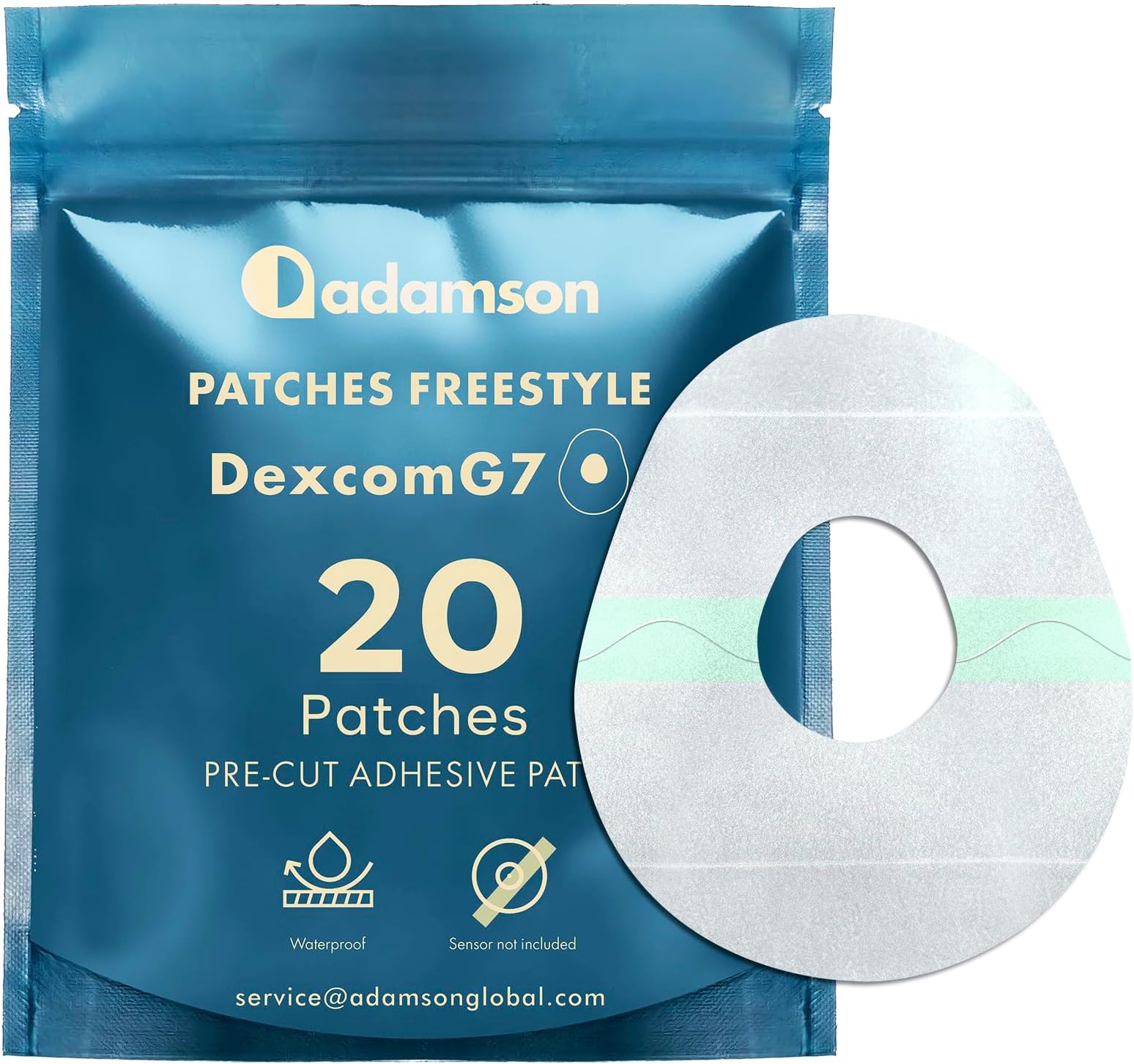 Dexcom G7 Over Patches Waterproof – 20 x G7 Dexcom Over Patch, Transparent, Long-Lasting, No Glue on Center, Non-Irritating, Easy to Apply and Remove – Ideal for Sports, Swimming, and Daily Use