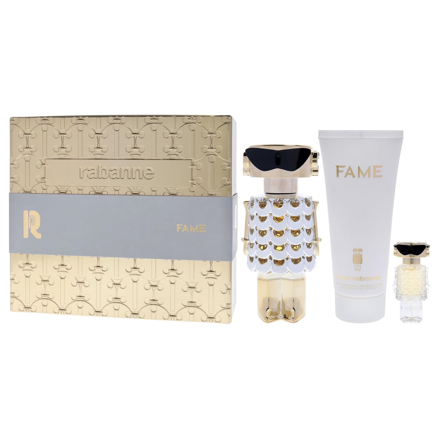 Fame by Paco Rabanne for Women - 3 Pc Gift Set 2.7 oz EDP Spray, 0.14oz EDP Splash (Mini), 3.4oz Body Lotion