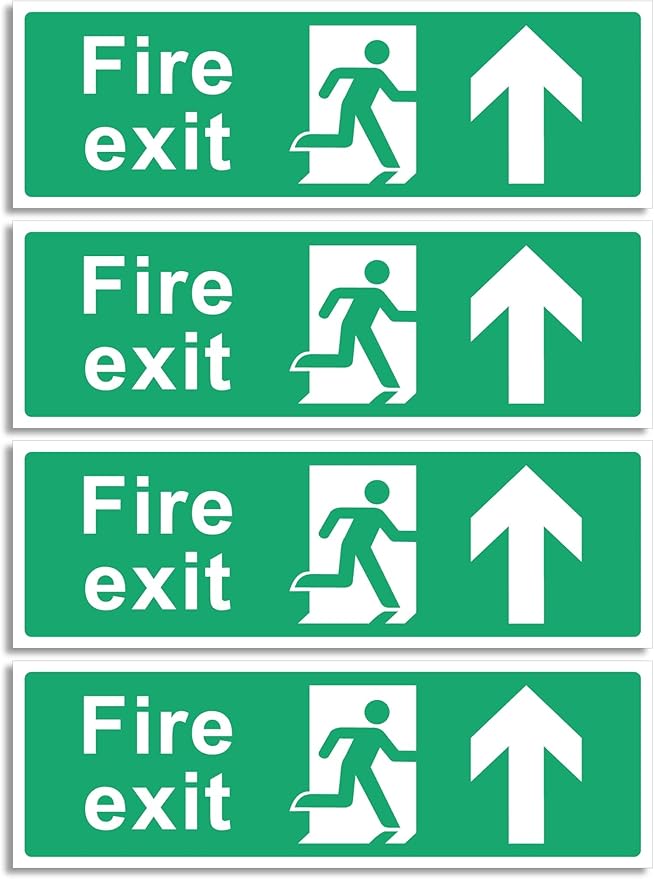 Fire Exit Sign - Multipack 1/2/4/6 - Up, Down, Left, Right Arrows, Keep Clear, Safety Signs 30x10cm Self Adhesive Vinyl Sticker, Easy Application Fire Door Emergency Exit Signage (Right Arrow 1 Piece - View #2