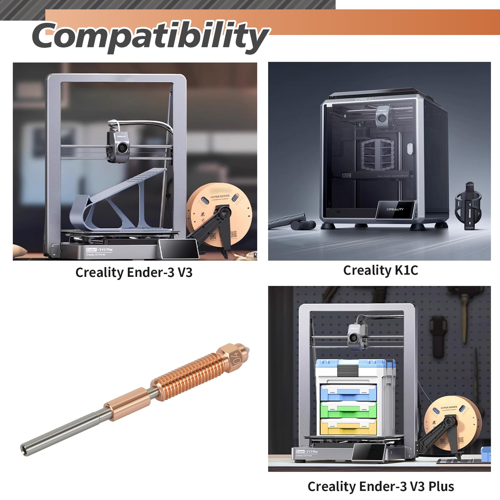Creality Ugello K1 K1 Max K1C E3D, in ottone genuino 600 Creality Ugello K1 K1 Max K1C E3D, in ottone genuino 600