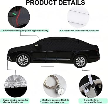 Hail Protector Car Cover, Waterproof All Weather Car Cover (Black, M)