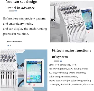12-Needle Commercial Embroidery Machine - High-Speed 1200SPM, Mirror Flat & 3D Design for Hats, T-Shirts, Jackets - Perfect for Industrial Use