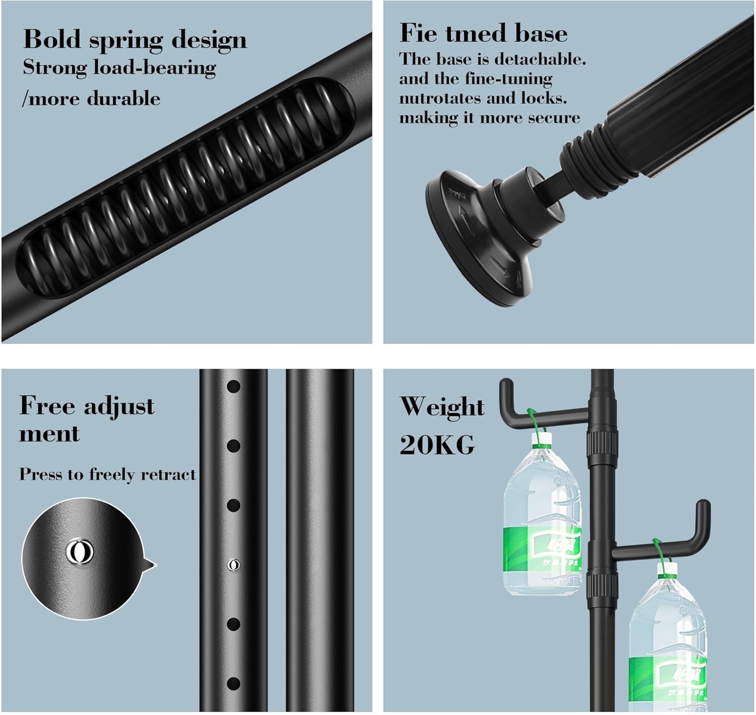 Easy to Setup Adjustable Coat Tree Space Saving Clothes Rack Coat Hanger Heavy Duty Floor to Ceiling Tension Rod Storage Organizer for Home,Matte Black
