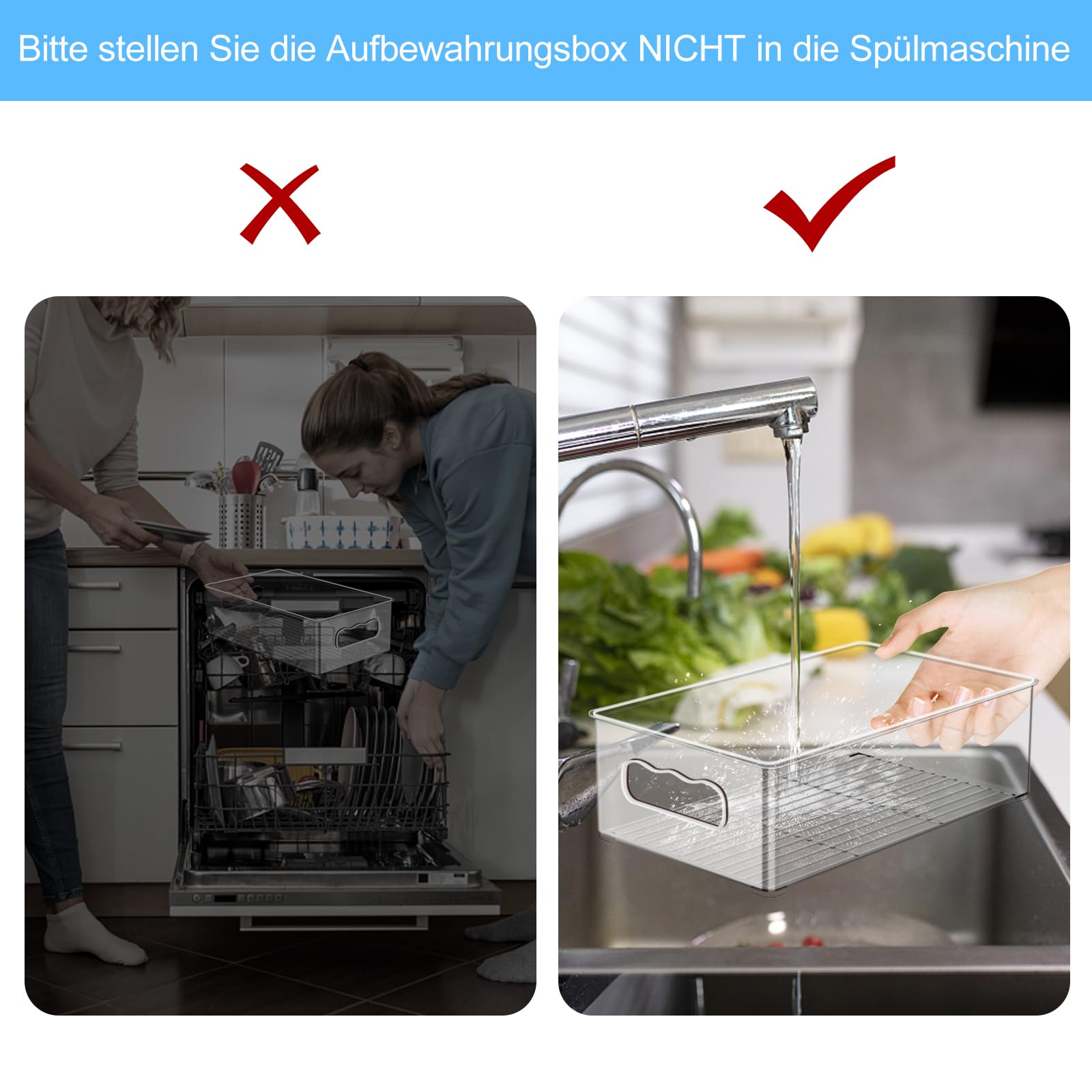 Kühlschrank Organizer Set - 6er Set (3 Größe) Kühlschrank Organizer, Küchen Organizer für Speisekammer, Gefrierschrank, Schrank, Schublade, Büro
