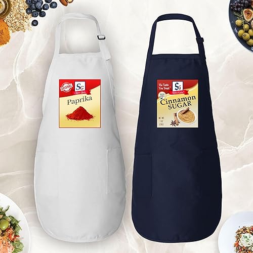 Miniatura 5 de Delantal de cocina con temática de especias, impermeable, ajustable, para cocinar y hornear, varios colores y diseños