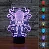 3D Sea Animals Octopus Remote Control Night Light 16 Color Change LED Table Desk Lamp Acrylic Flat ABS Base USB Home Decoration Toy Birthday Xmas Kid Children Atmosphere Gift