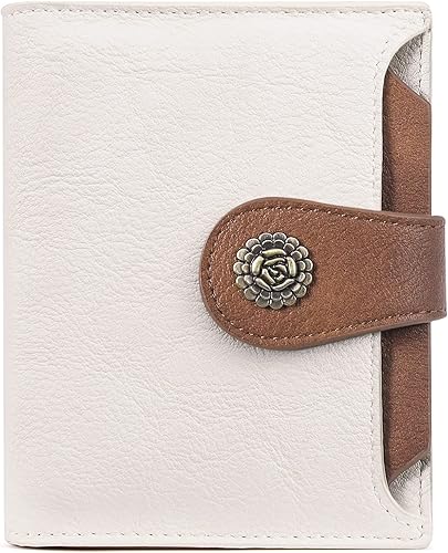 CLUCI Billeteras pequeñas para mujer, con bloqueo RFID, de cuero, con triple pliegue, compacto, tarjetero con ventana de identificación, monedero