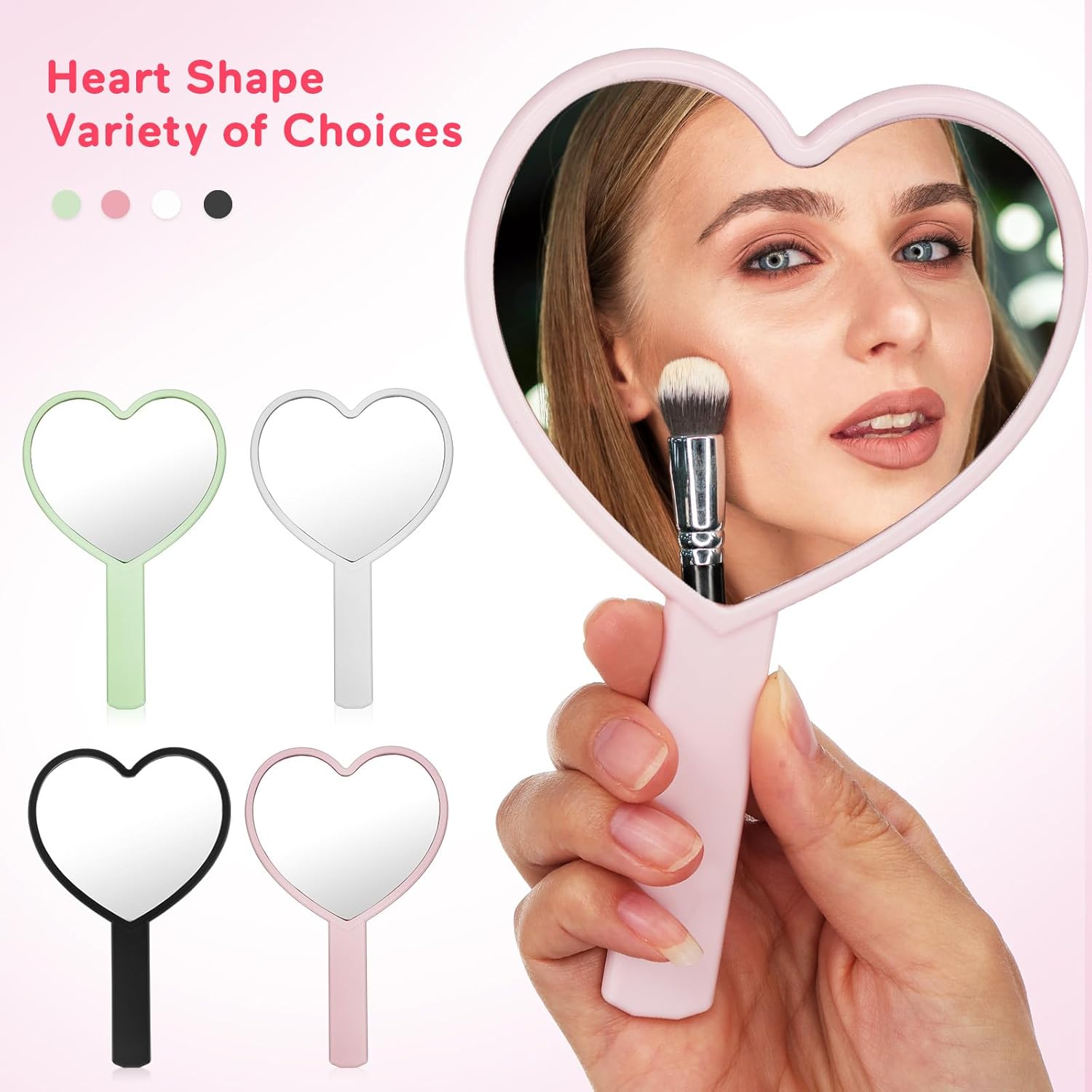 Healeved Heart-Shaped Mirror Set of 12 - Portable Handheld Mirrors for Makeup Cute Heart Design Compact Cosmetic Hand Mirror Ideal for Travel and Daily Use