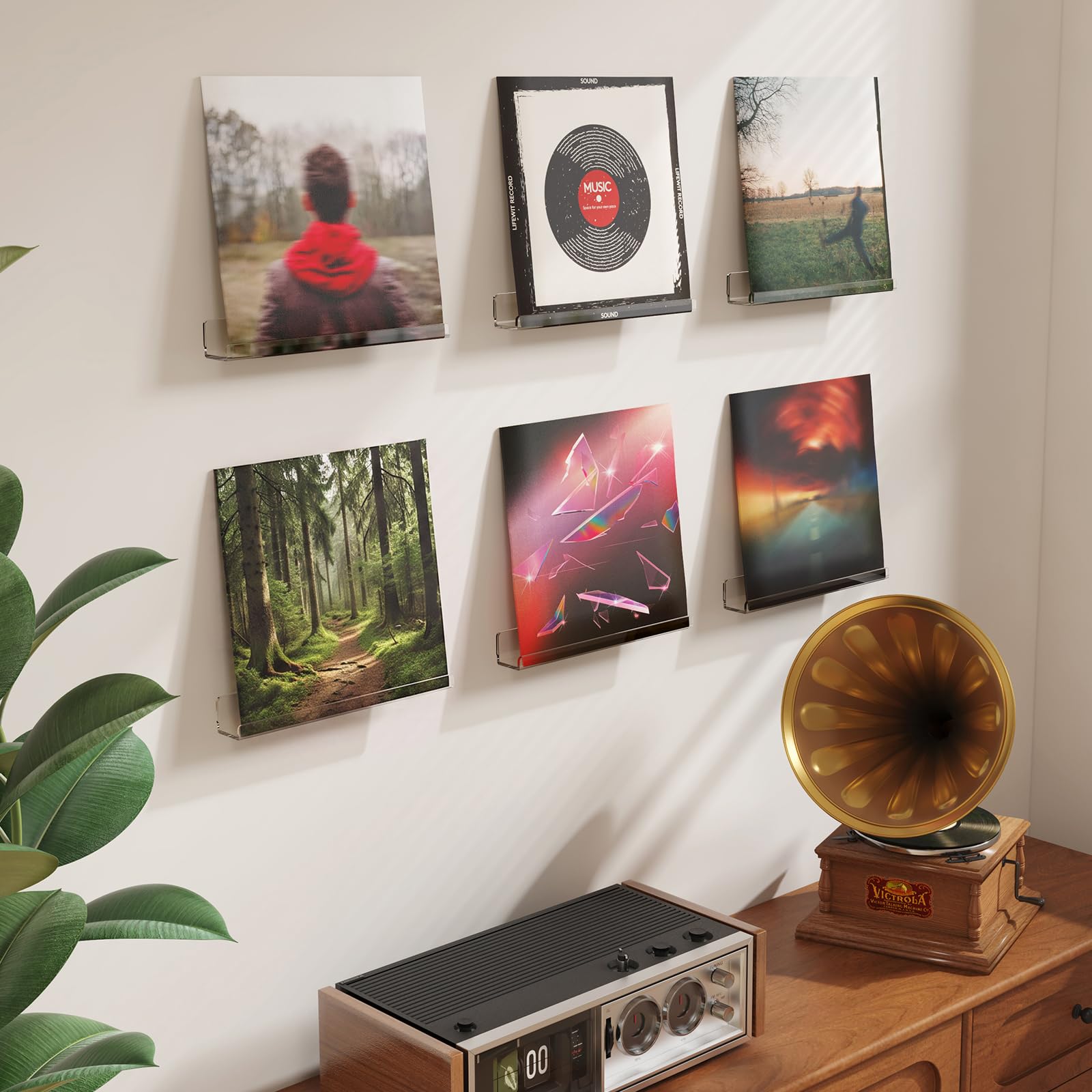 Lifewit Vinyl Record Shelves - Clear Acrylic -2 Lifewit Vinyl Record Shelves - Clear Acrylic -2