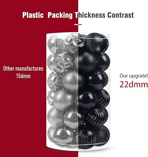 Miniatura 4 de ZHMTang - Bolas de Navidad de 41 quilates 1.57 pulgadas (40 mm, negro)