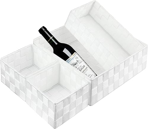 Miniatura 91 de Posprica Cestas de almacenamiento tejidas para organizar, pequeñas cestas negras de cubo organizador divisor para cajón, armario, estante, aparador,