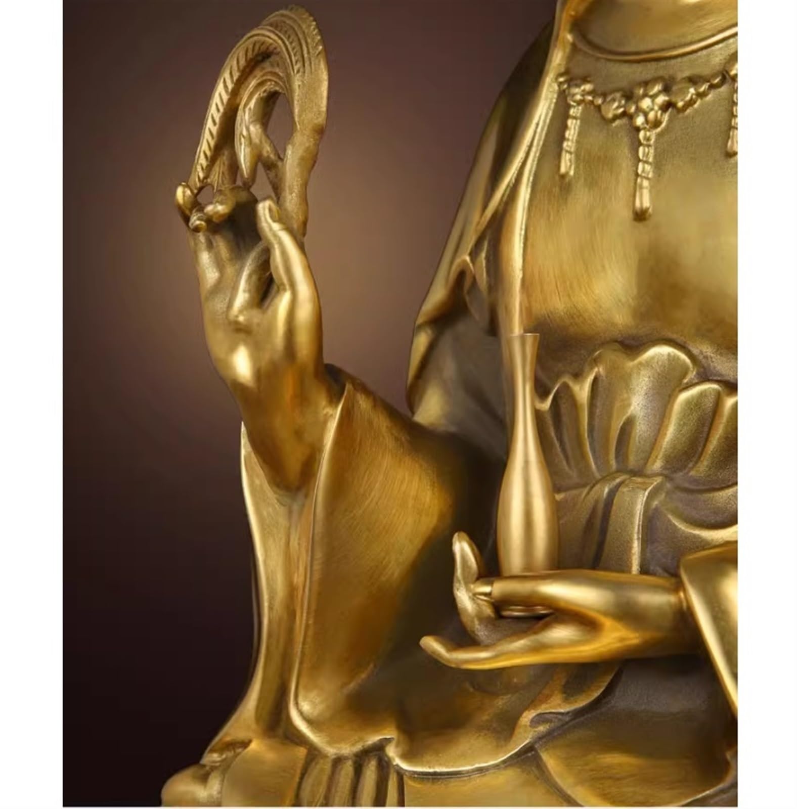 Figuras De Budas Estatua De Latón De Buda Sentado Lotus Guanyin Bodhisattva Estatuas para La Decoración del Hogar Estatua Decorativos(16in)