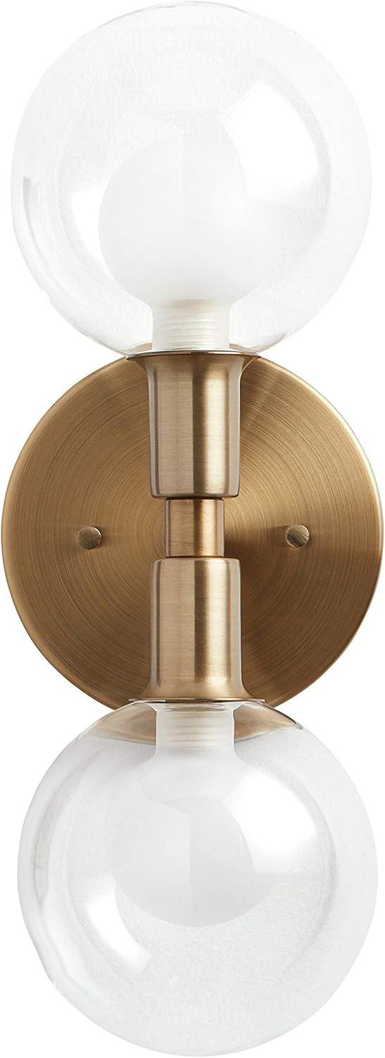 Lowest Price Amazon Brand – Rivet Mid-Century Modern Double Glass Globe Wall Sconce With Light Bulb - 5 x 6 x 13.5 Inches, Gold One-Day Sale: Up to 50% Off Amazon Brand – Rivet Mid-Century Modern Double Glass Globe Wall Sconce With Light Bulb - 5 x 6 x 13.5 Inches, Gold