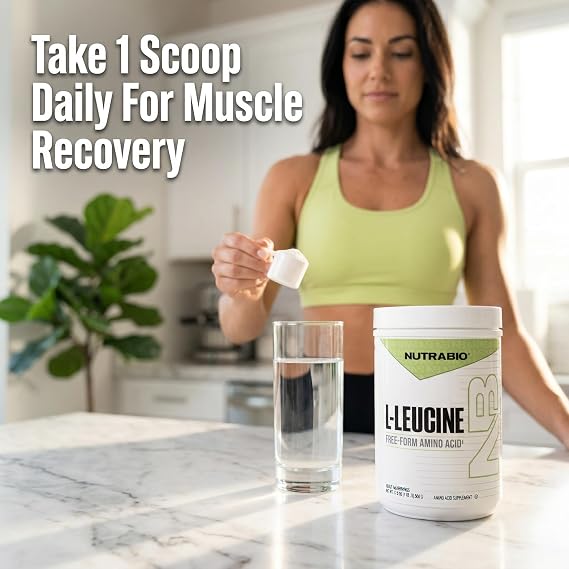 NutraBio 100% Pure L-Leucine - Muscle Recovery and Support - Naturally Fermented Free Form Amino Acid - Vegan, Non-GMO, Gluten Free - (500 Grams)