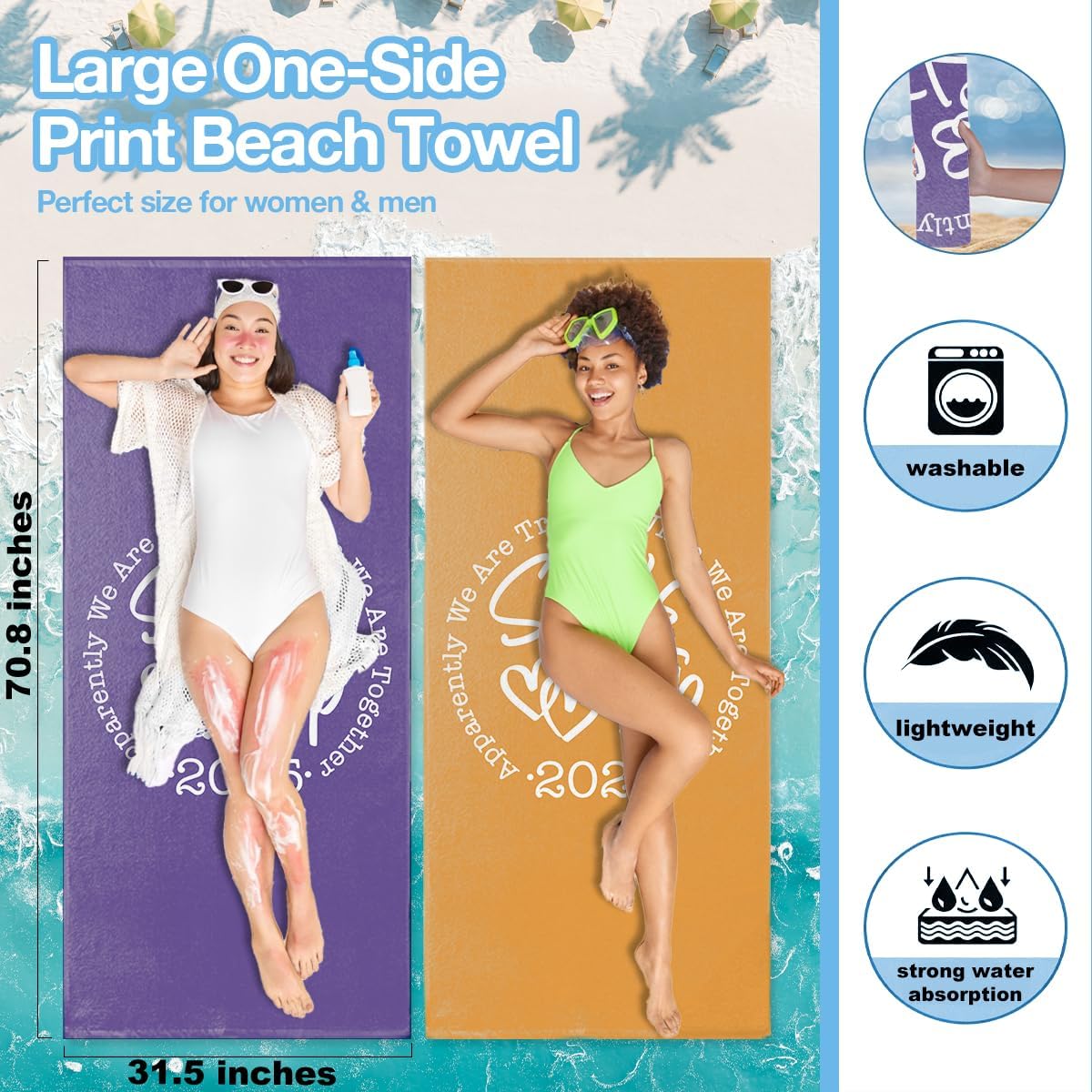 4 Pack Sister Trip 2025 Girls Trip Gifts Favors Beach Towel Sisters Gifts from Sister Swim Towels Friendship Girls Weekend Gift for Women Friend Beach Accessories for Pool Camping Travel 32x71 inch