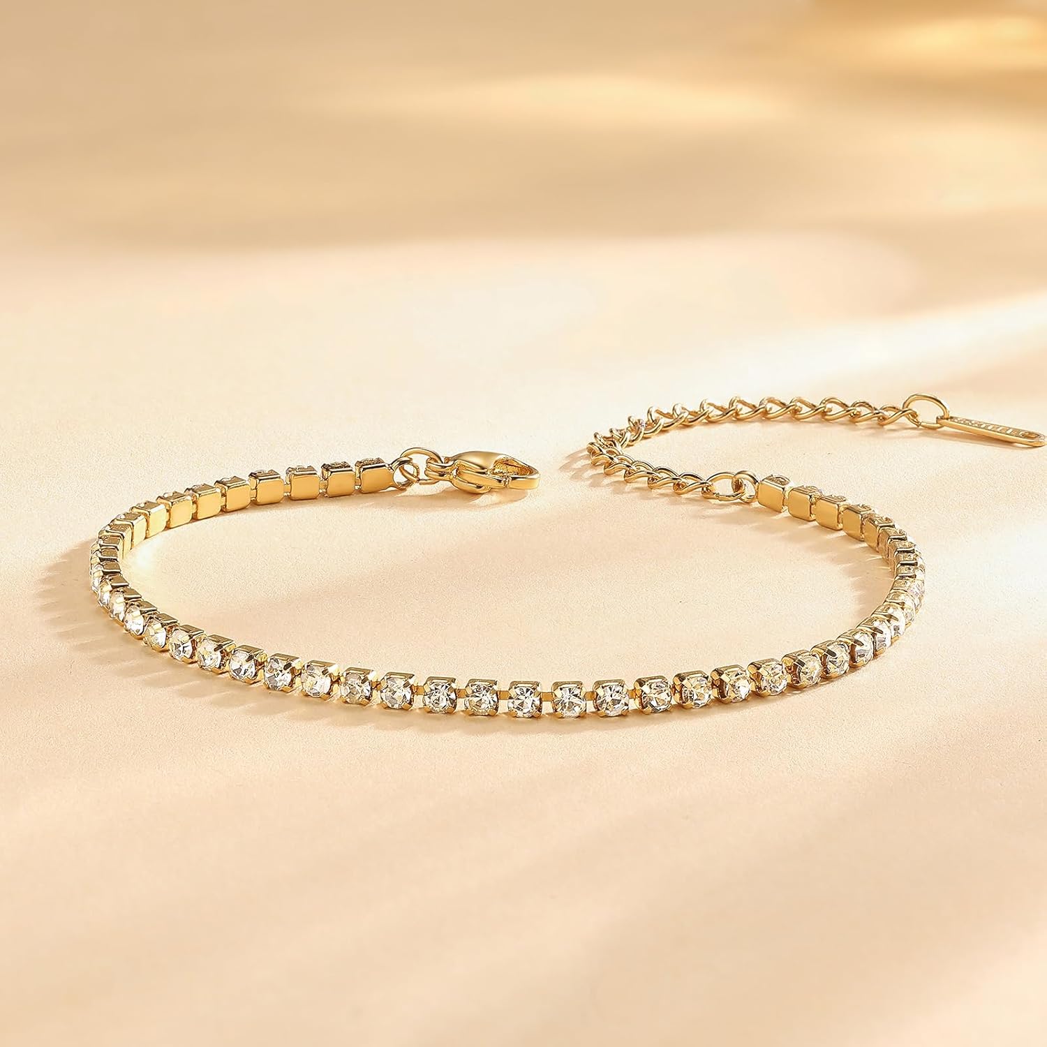 PDWZNBA 18K Gold-Plated Bracelet Set – Floral Clover, Tennis, Chunky Adjustable Twist Cuff, Classic Gold-plated Bangle Stainless Steel, Non Tarnish, Stackable Bracelet Gift for Women - Image 2