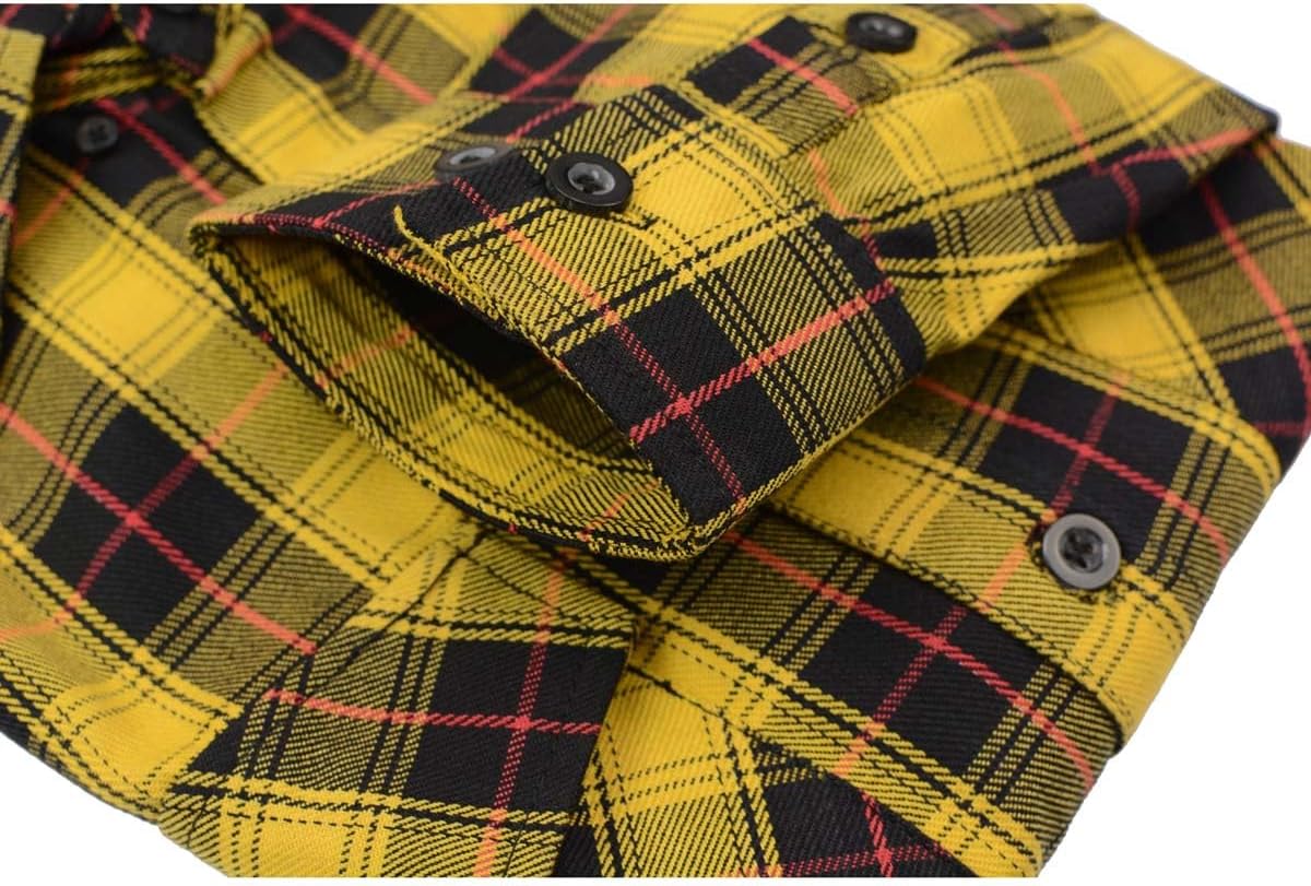 Milwaukee Leather MNG11666 Men's Black and Red with Yellow Long Sleeve Cotton Flannel Shirt