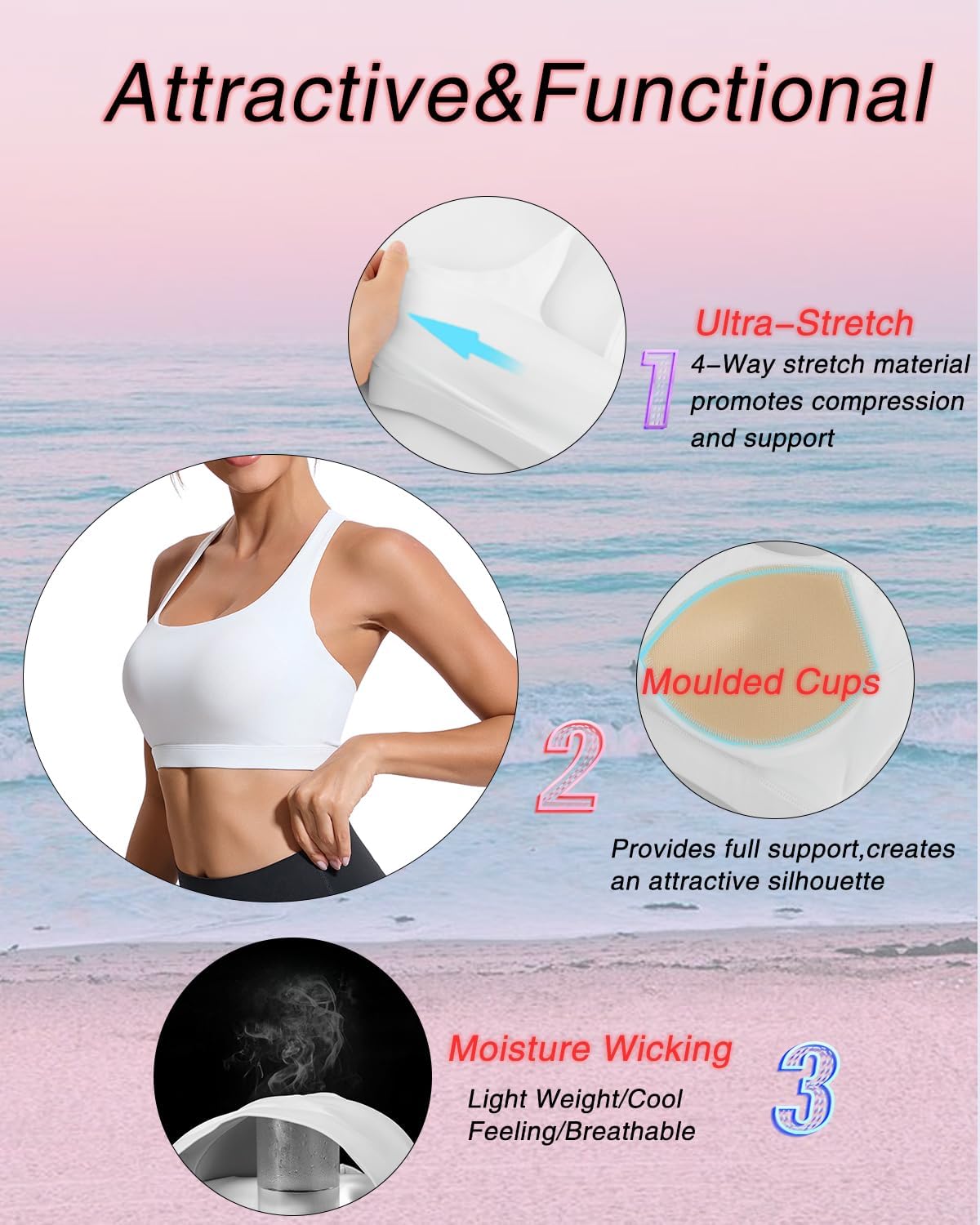 RUNNING GIRL Sports Bras for Women, Molded Cup High Impact Sports Bra Workout Bras for Women High Support Racerback - Image 6