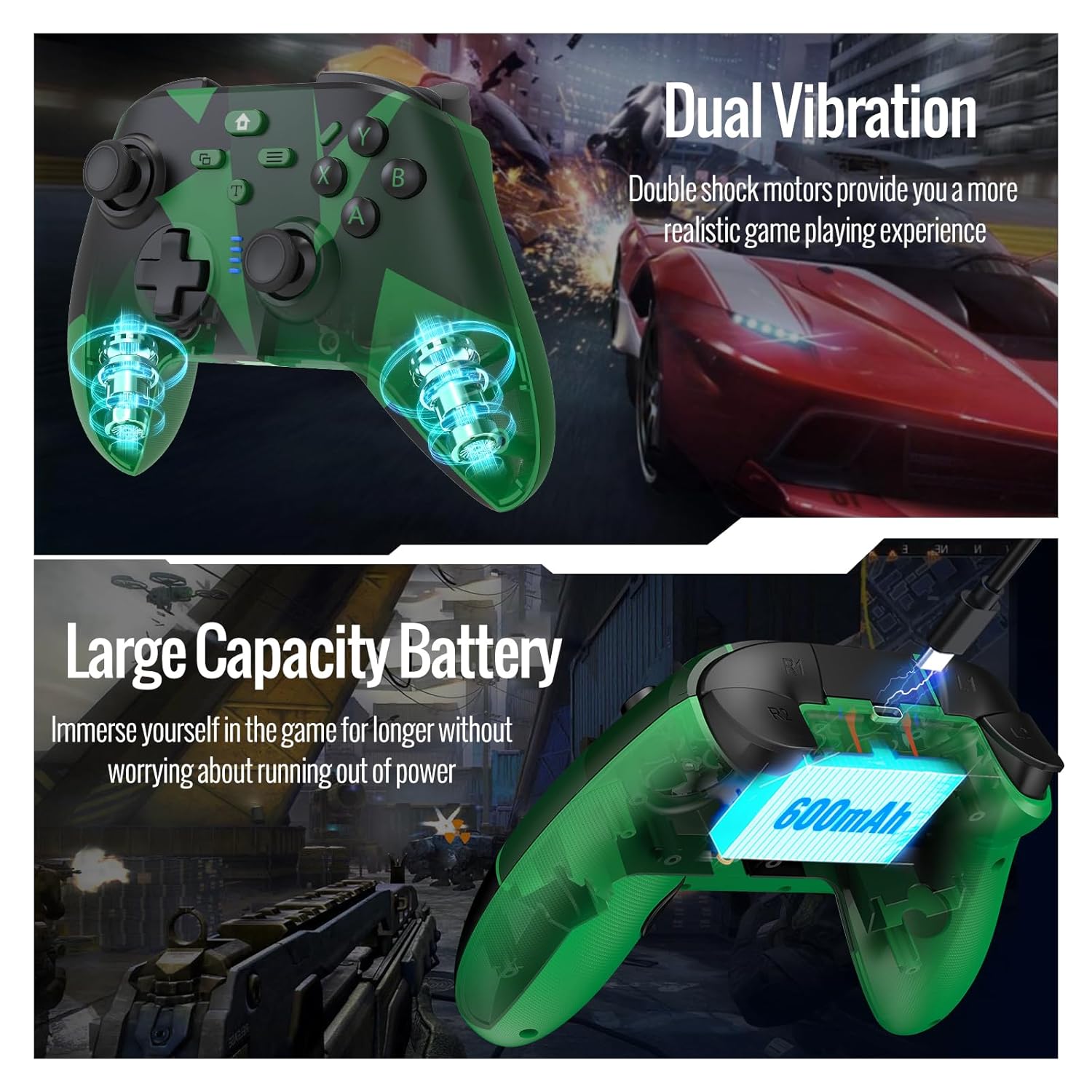BETMI for Wireless Xbox Controller with Macro Programmable/Turbo/Remappable/Dual Vibration/with Adapter, 2.4GHz Gamepad Compatible with Xbox One, Xbox Series X/S, PC (Green)