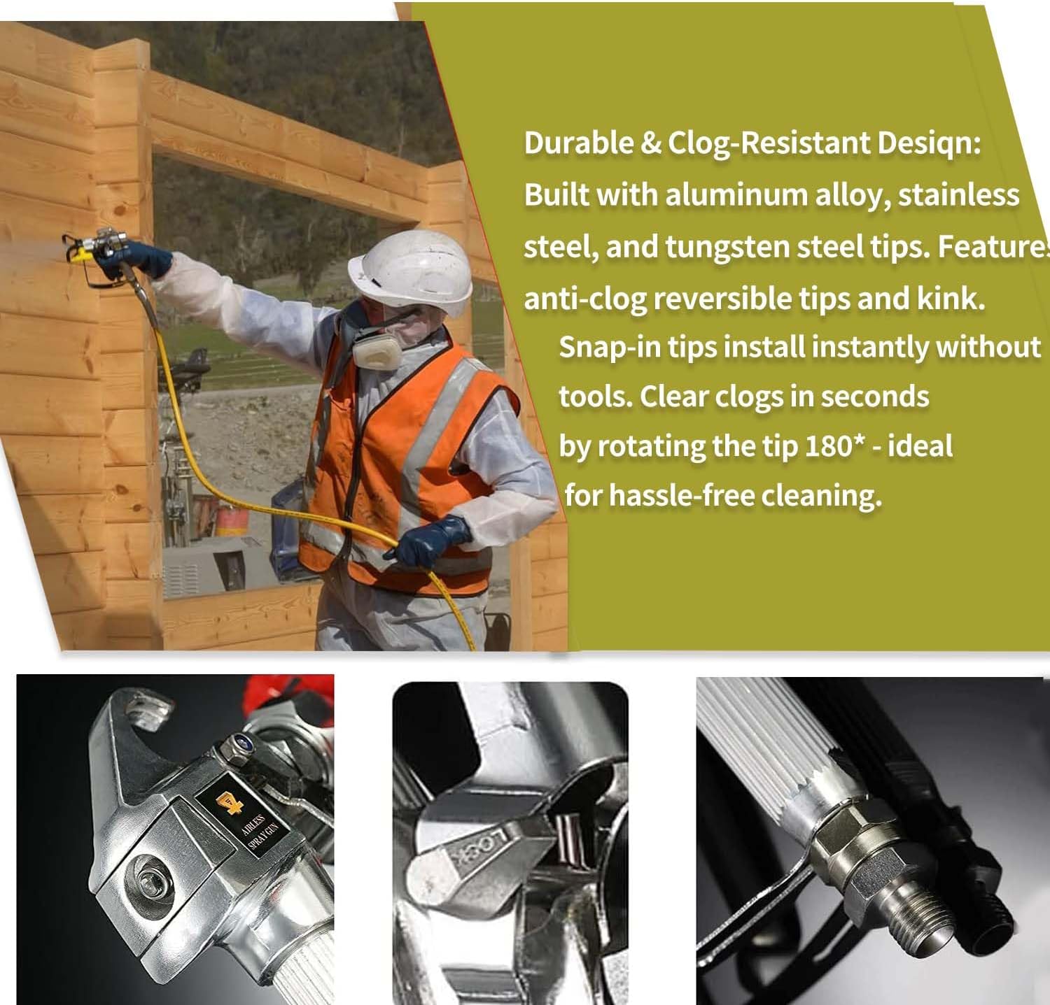 22 Pcs Airless Paint Sprayer Kit | 3600 PSI High Pressure Spray Gun | 50ft Hose | 6 Reversible Tips | 4 Extension Rods | 8 Filters | Complete Painting Tool Set for Indoor Outdoor Walls Fence Cabinet