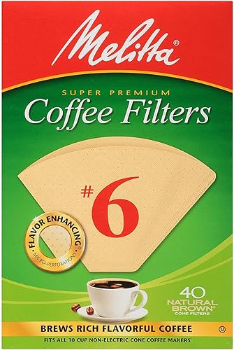 Melitta Filtros de café en cono, marrón natural, n.º 6, 40 unidades, paquete de 2 (80 filtros en total)