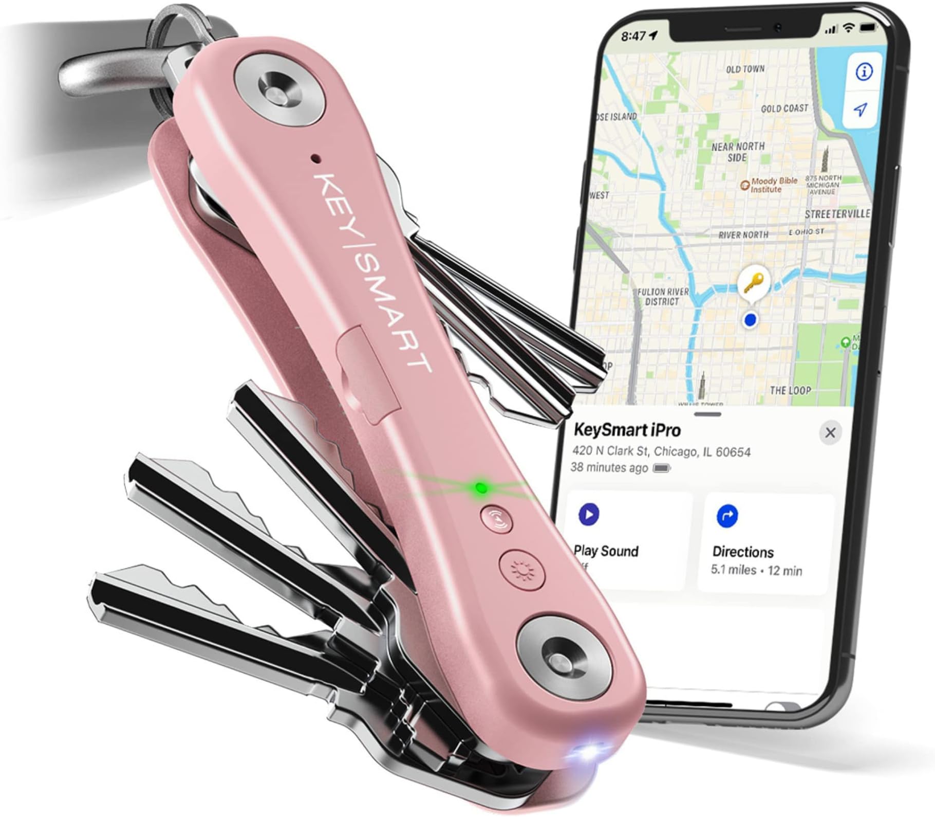 KeySmart iPro Works with (App) Find My; Rose Gold
