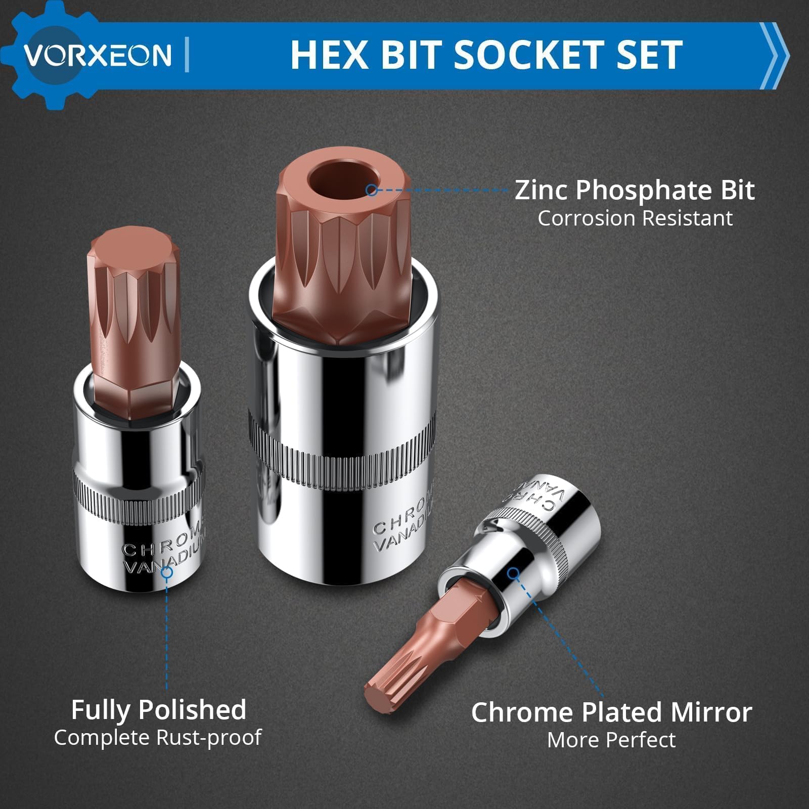 Amazon | VORXEON XZN トリプルスクエアスプラインビットソケット