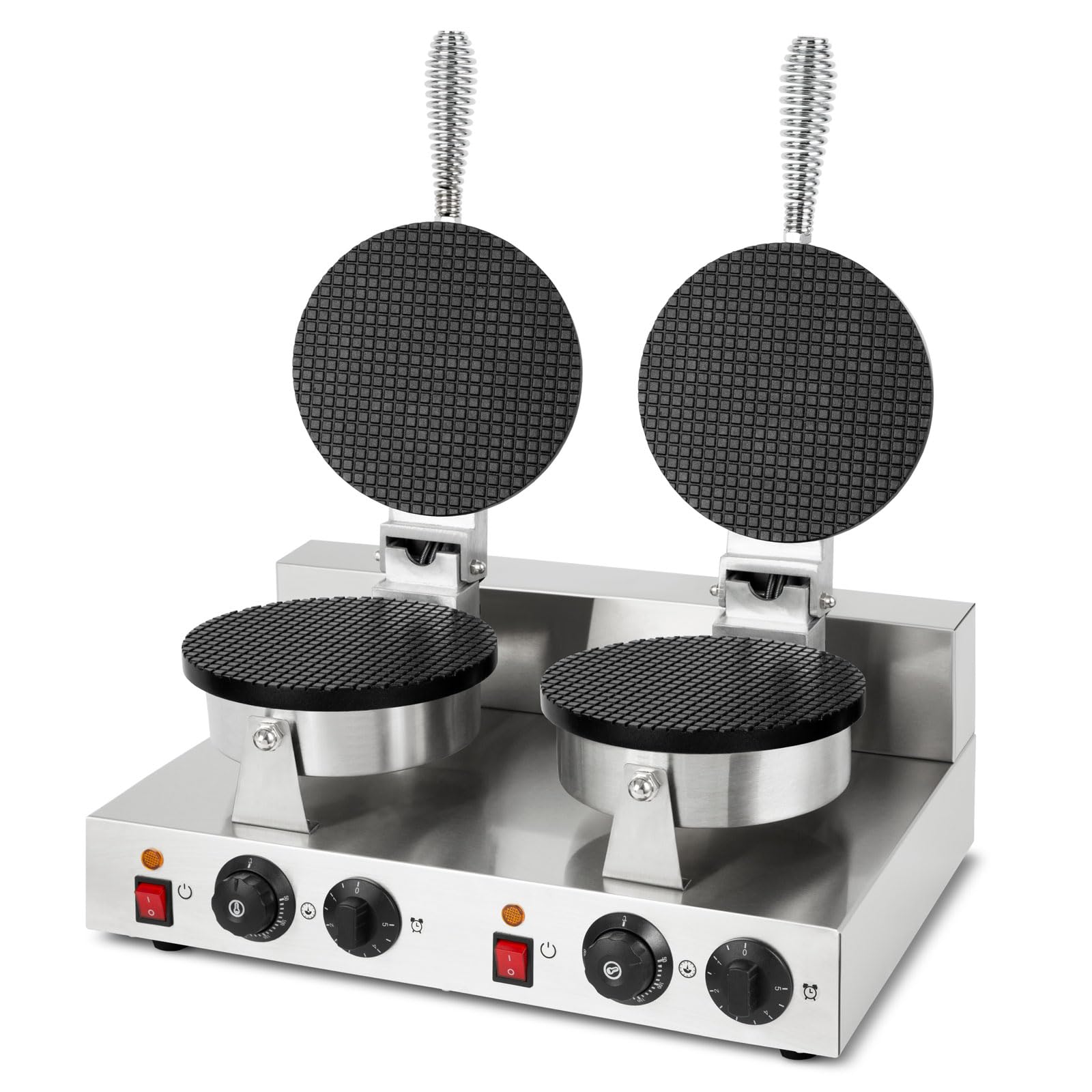 VERTES gofrera doble, gofrera cónica para helados, 48 piezas por hora, cónica, ajustable 0-300°C, temporizador, cónica de hierro fundido carcasa de acero inoxidable, gofrera cónica 2000 W