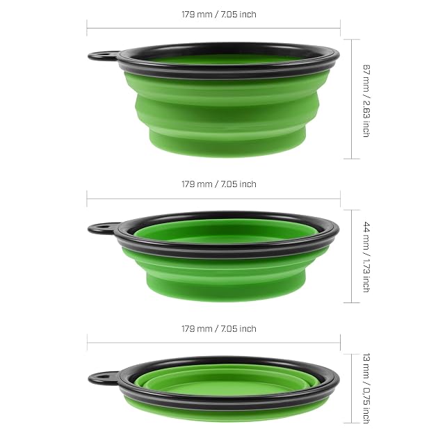 Foto 3 de 5 de PhoneNatic 60014771 - Cuenco de viaje para perros y gatos con mosquetón, XL, verde, 1000 ml, 60014771