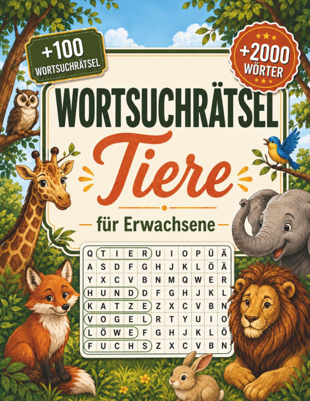 Wortsuchrätsel Tiere für Erwachsene: Entspannende Wortsuche mit kurzen und langen Begriffen aus der Tierwelt - mit Lösungen (Wortsuchrätsel Sammlung auf Deutsch)