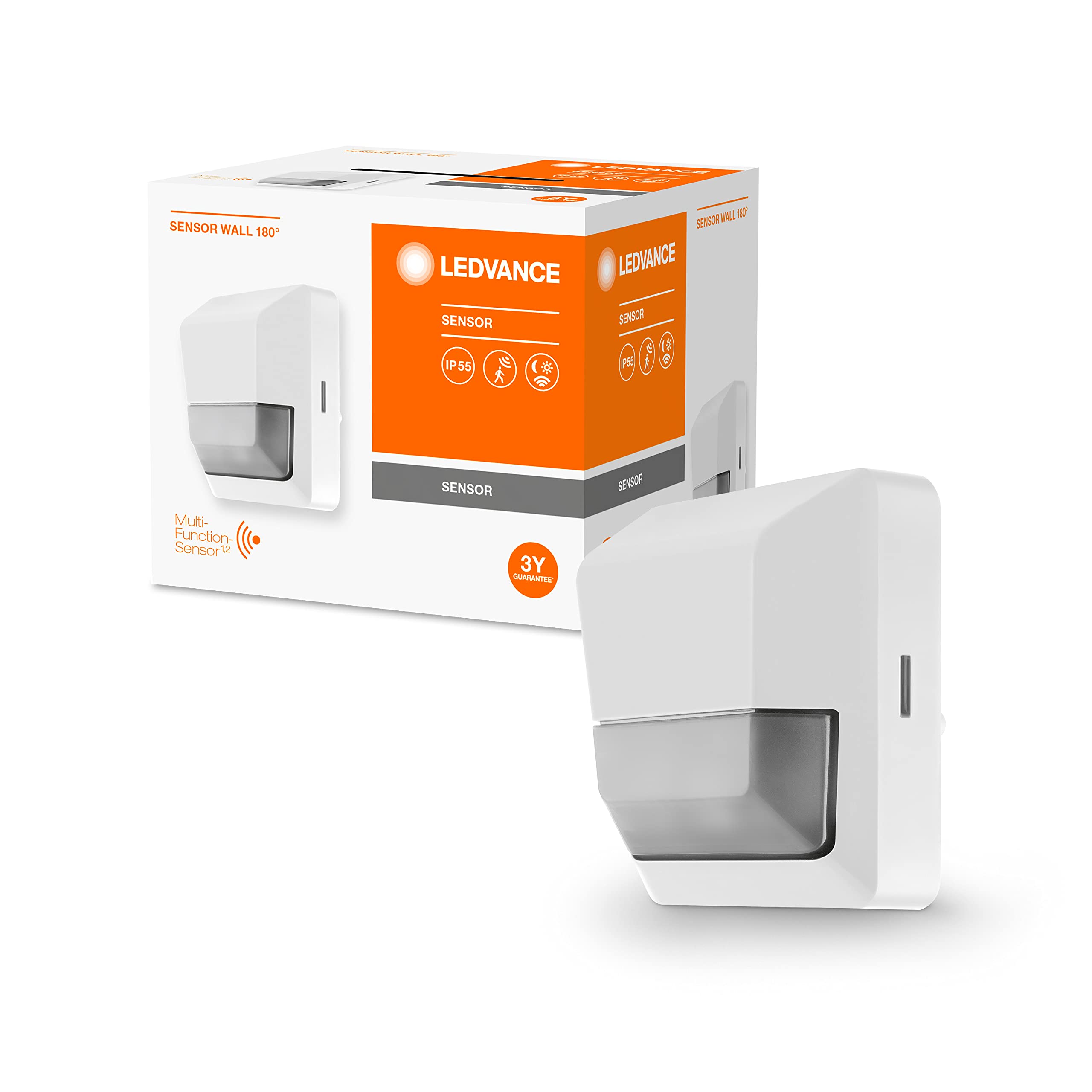 Ledvance Sensor für Wandmontage, 180 Grad Erfassungsradius, IP55 Schutzklasse, Weiß, SENSOR WALL, 4058075244771, Weiss