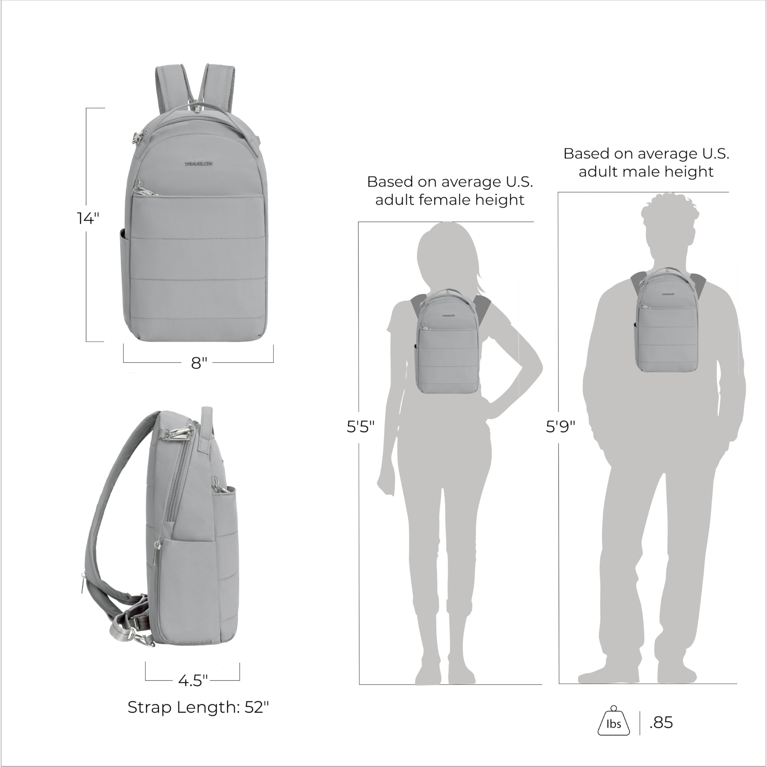 Travelon Anti-Theft Roam Convertible Backpack Sling Sangle Mixte