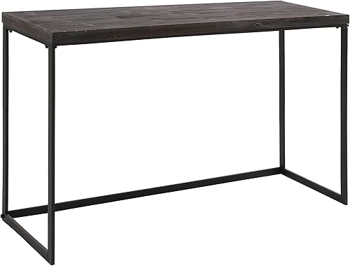 Miniatura 8 de Deco 79 Mesa consola minimalista de madera con patas de metal negro, 52 x 18 x 33 pulgadas, marrón oscuro 2-Negro -,Negro -,Marrón