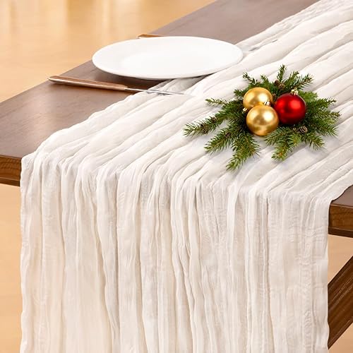 Vista 108 de Socomi - 10 caminos de mesa de gasa, estilo bohemio y rústico, para primavera, Pascua, bodas, fiestas, baby showers, cumpleaños y decoración, 120