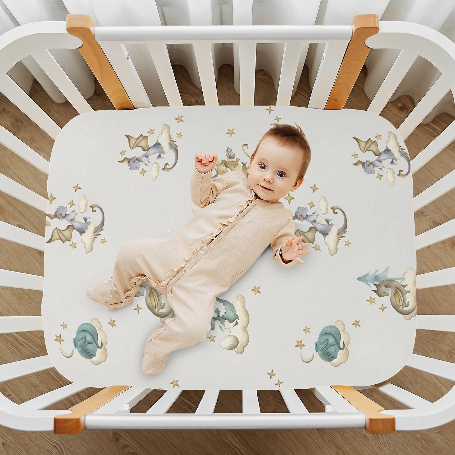 Crib Sheets for Boys Girl Dragon Baby Breathable mini Crib Mattress Sheets Fitted,Toddler Baby Sheets for Crib Mattress Soft & Breathable 39 * 27 * 5In