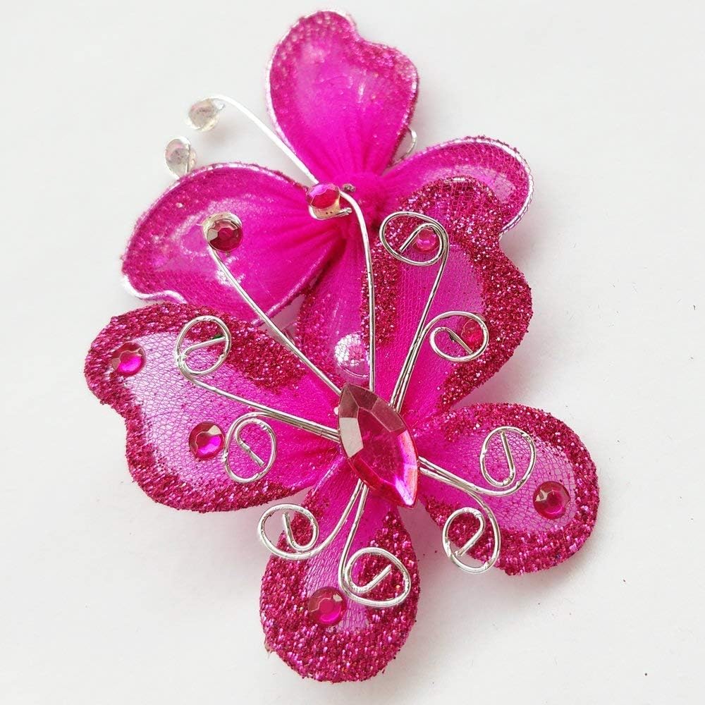 Assorted Colors 2" Nylon Glitter Butterfly Wedding Party Table Scatter Scrapbook Craft Card Decoration Pack of 24