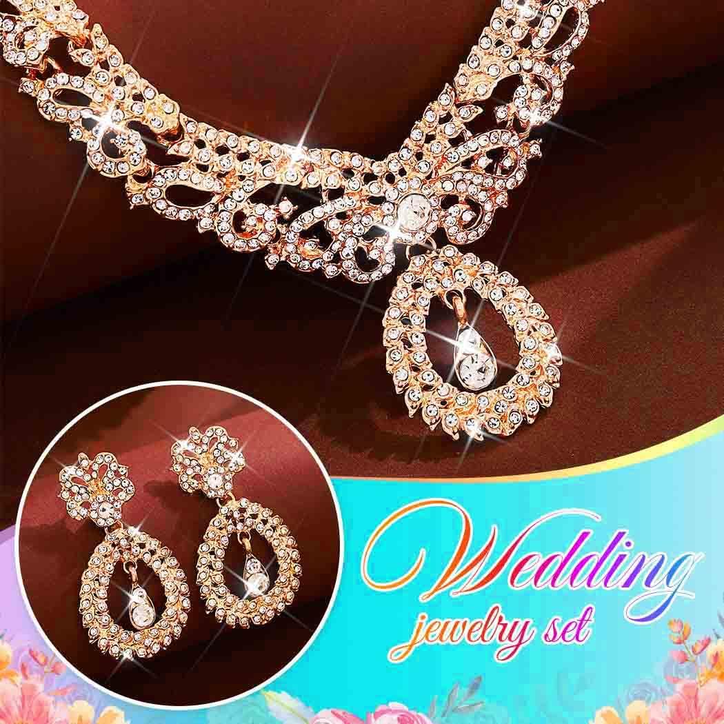 Unicra Rhinestone Gold Indian Jewelry Sets Wedding Bollywood Necklace Earrings Set Formal Prom Costume Jewelry Set for Women and Brides - Image 8