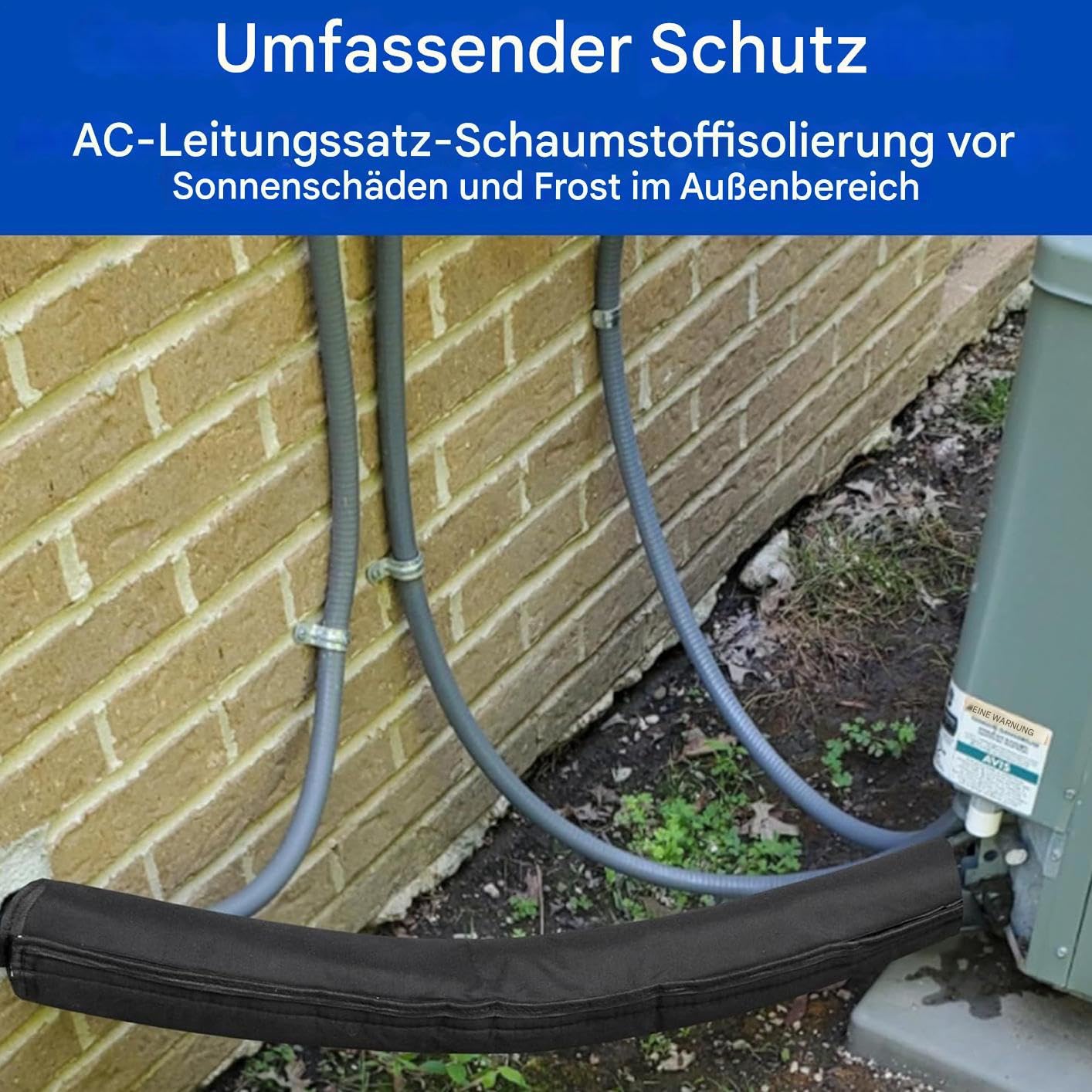 3-lagige HVAC-Kupferrohr-Isolierabdeckung, 183 x 25 cm, wasserdicht, UV-Schutz, AC-Rohr-Isolierabdeckungen, Umhüllung für zentrale Klimaanlagen, Mini-Splits