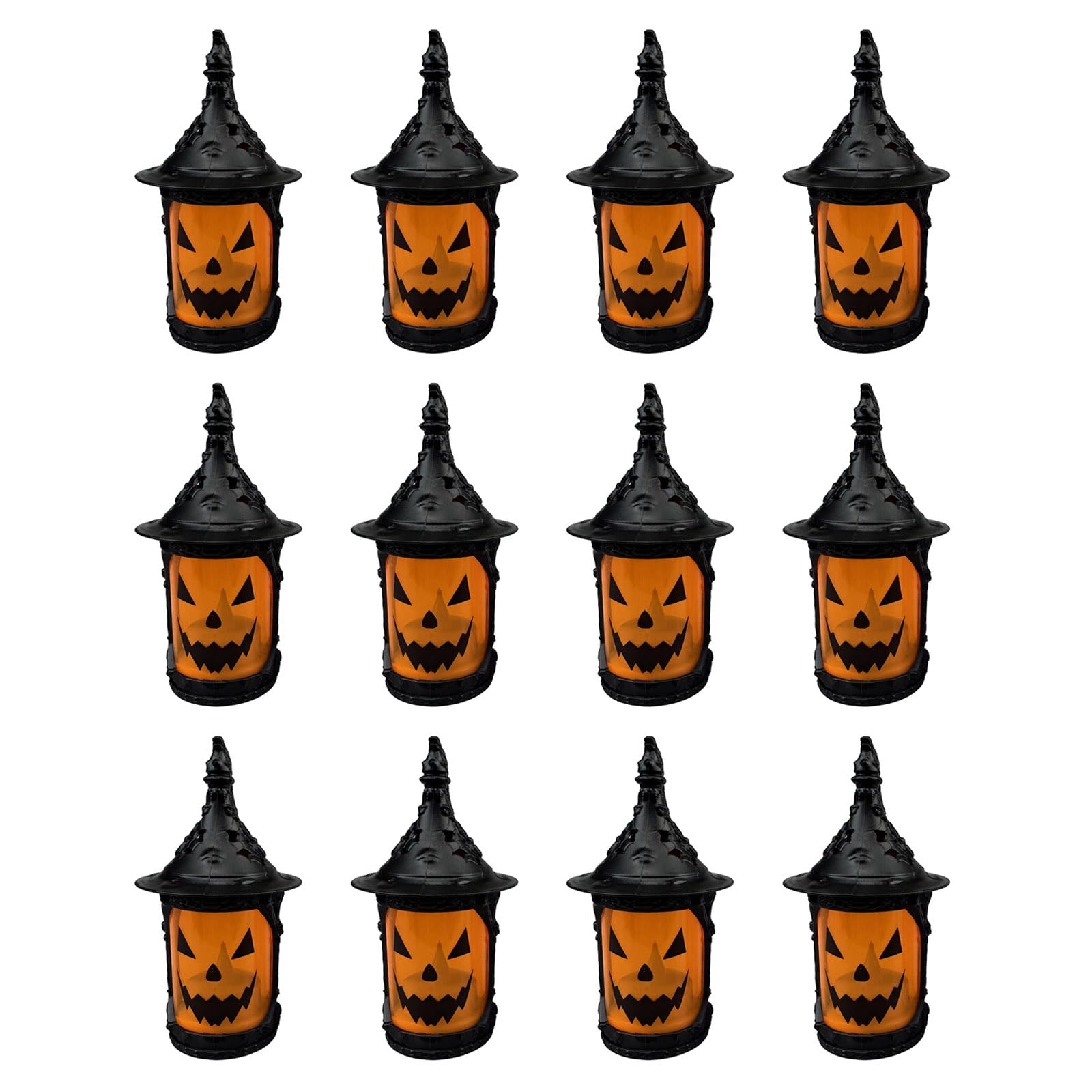 Tsophreniq 12Pcs Illuminated LED Witch Hat Desk Lamp Flameless Light Halloween Decoration for Mantels Desktop Shelf Display Halloween Necromancer Hat Lights
