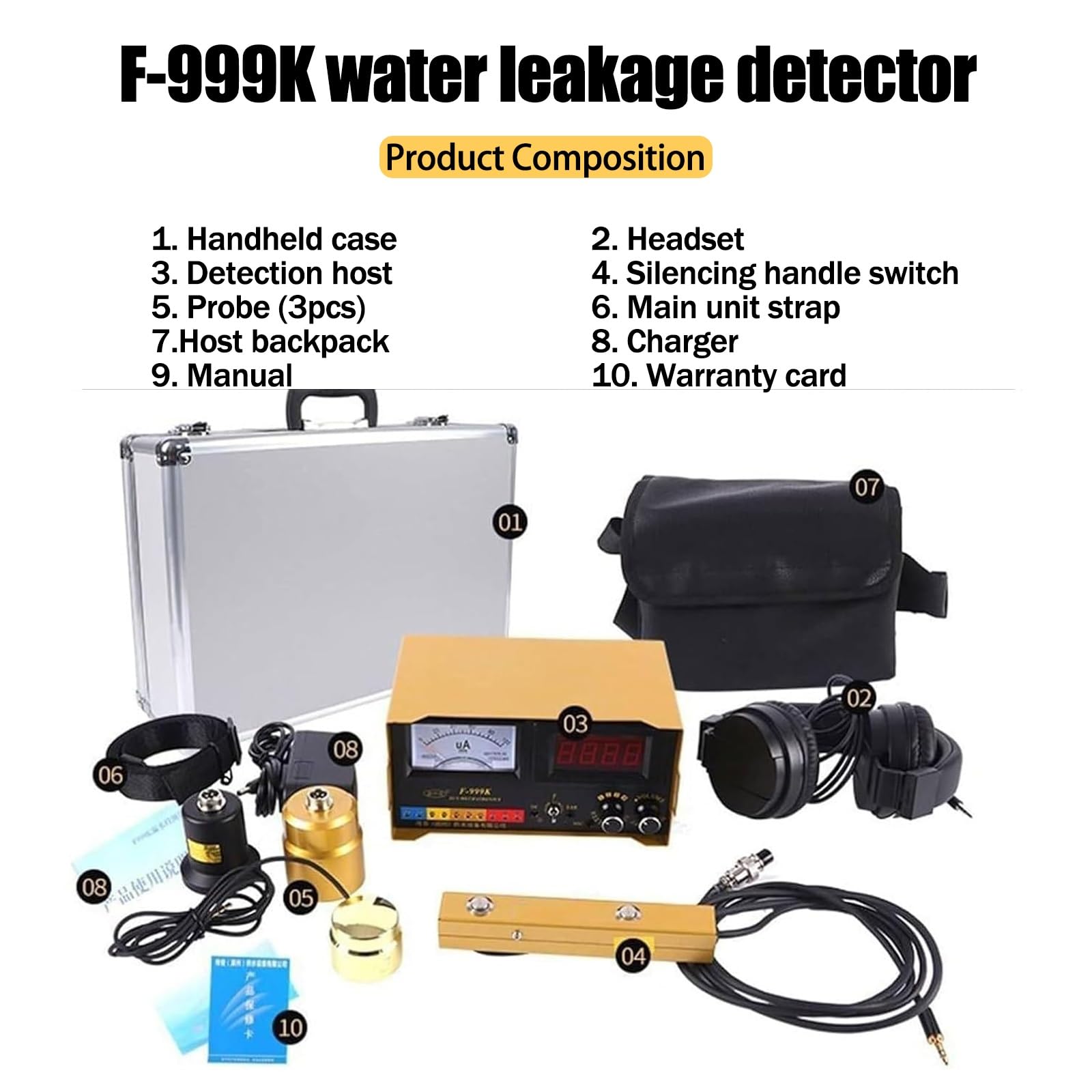 Sensor de geófono de Fugas de Agua, Detector de Fugas de Agua de tuberías de Instrumentos,para DeteccióN De Fugas En CalefaccióN por Suelo Radiante