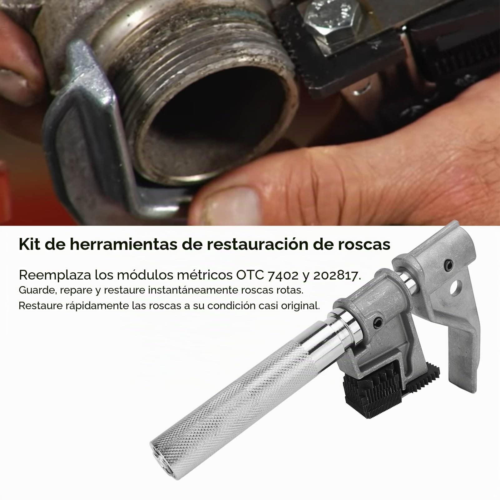 Herramienta de Reparación de Roscas Externas, Herramienta de Reparación de Cazador de Roscas Exterior de Aluminio para Módulos Métricos OTC 7402 y 202817 de 1-1/4 a 5 O.D.