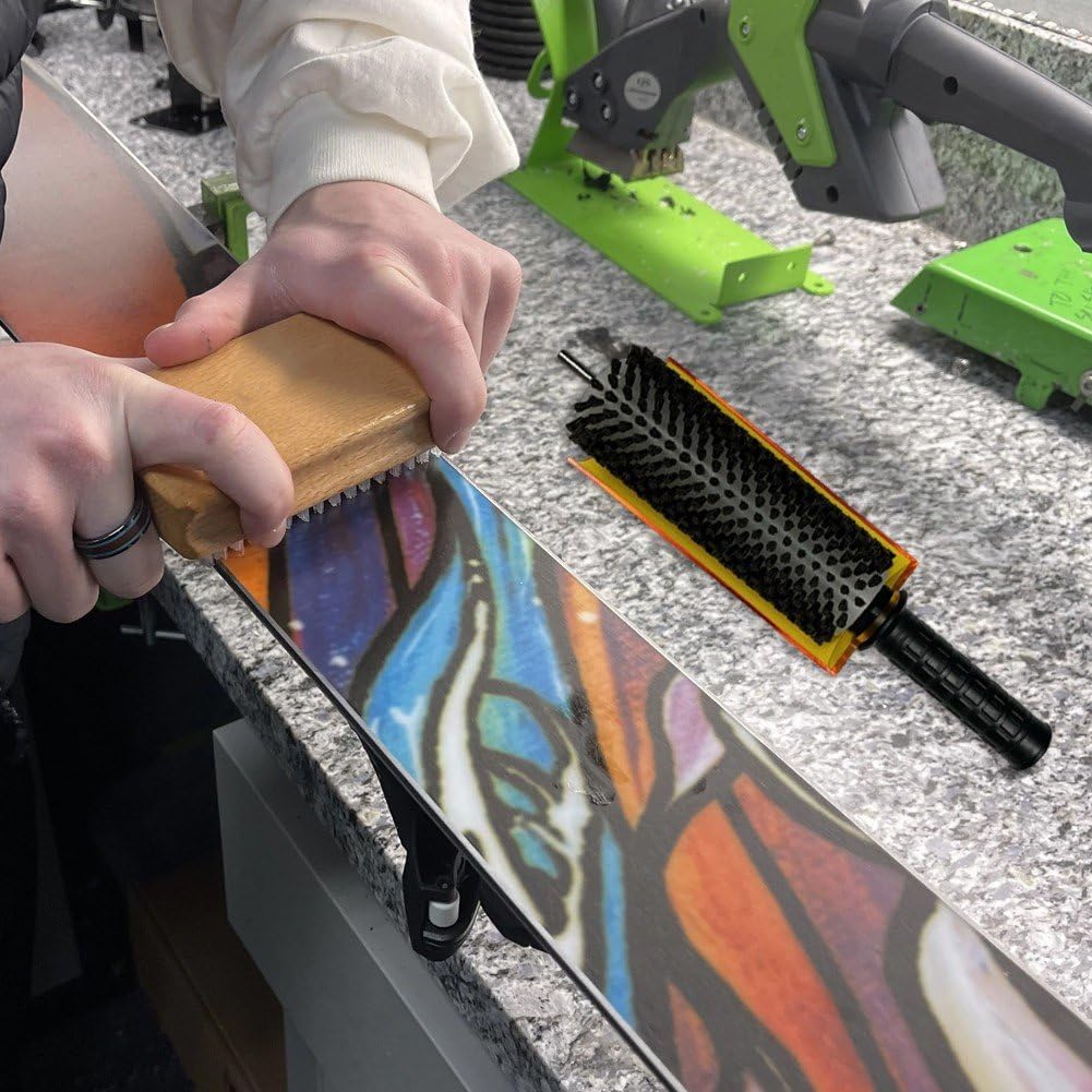 Kit De Brosses À Farter pour Skis – Brosses À Farter pour Snowboard Skis avec Manche Housse, Faciles À Manipuler, Ensemble De Brosses À Farter Durables