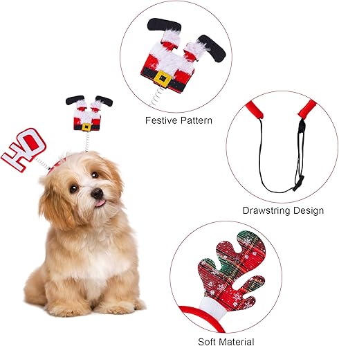 Miniatura 5 de 3 diademas de Navidad para mascotas, diademas de Navidad para perros, disfraz de Navidad para mascotas, sombrero de Papá Noel, muñeco de nieve,