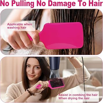 Paddle Brush Detangle Hair Brushes for Women Tangle Teezer Easy Grip Handle Detangling Straightening Hair Brush Blow Drying Comb Styling Tool for Wet Dry Thick Curly Reduce Breakage Frizz, Pink